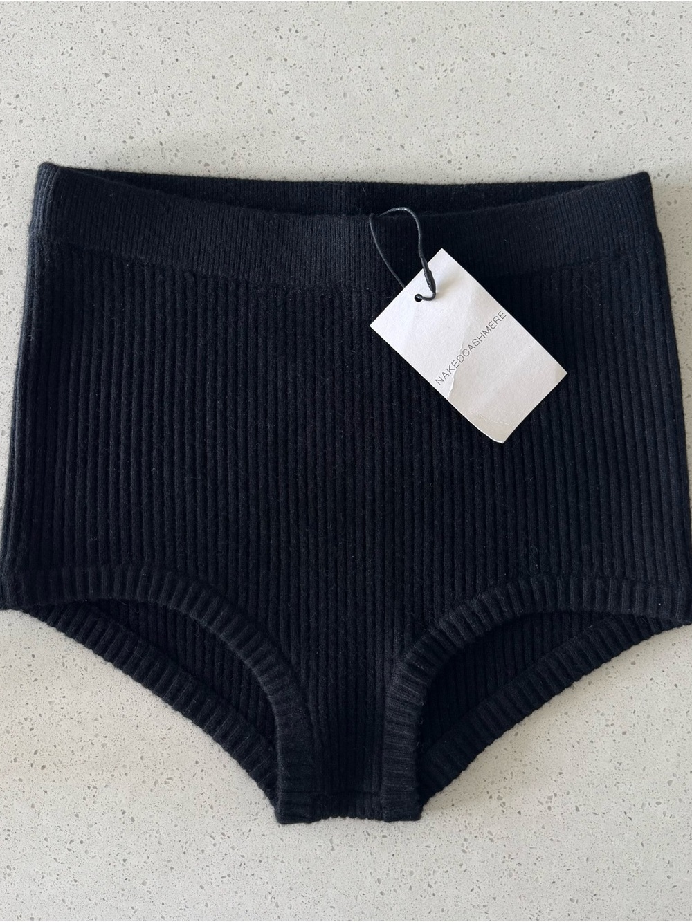 NakedCashmere Black Ribbed High-Waist Knit Shorts